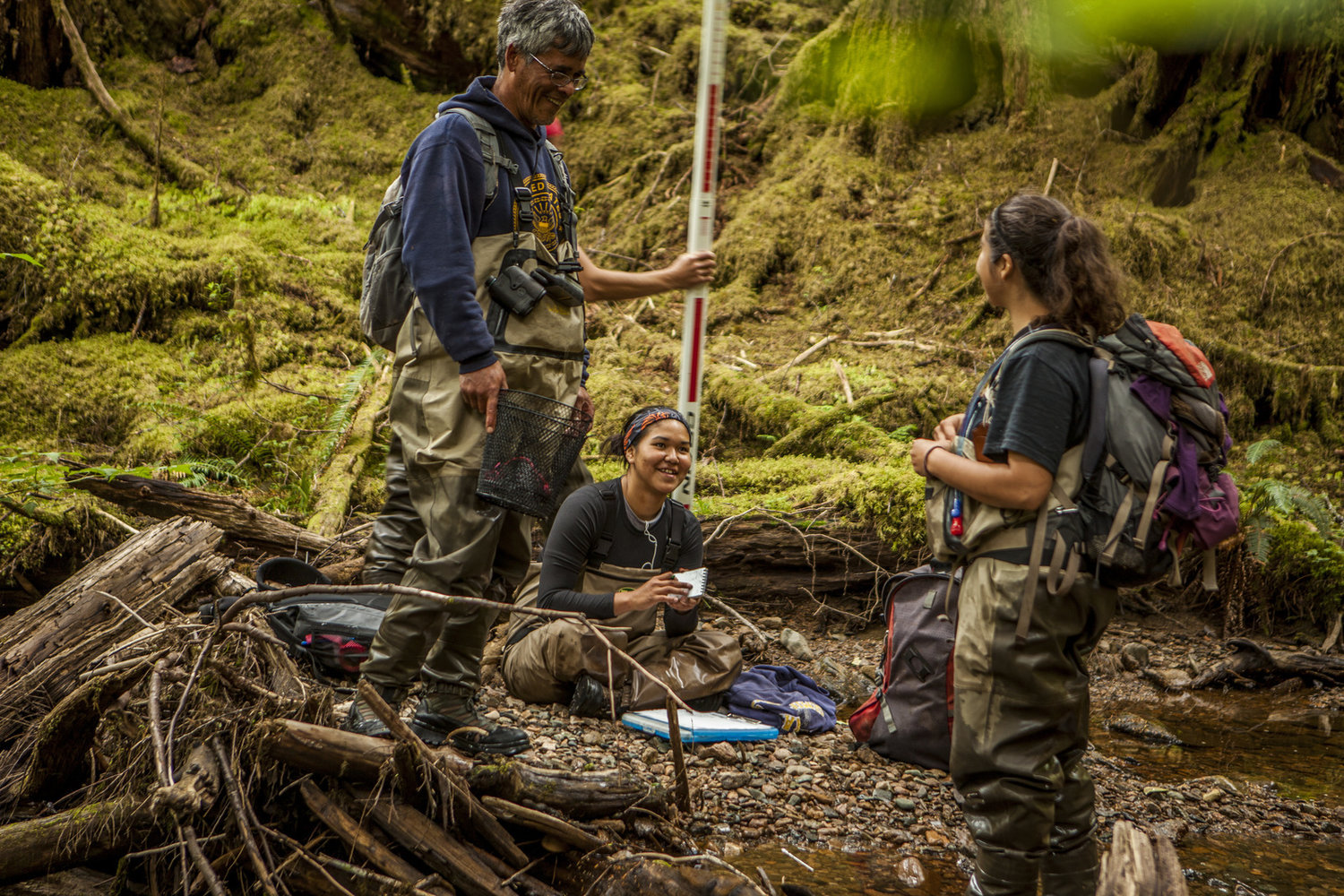 Members of the Haida tribe perform fish surveys on streams at Keat's Inlet on Prince of Wales Island. Streams that provide proof as good salmon habitat can be protected at the highest level by the state of Alaska.